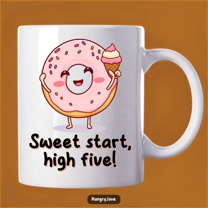Funny Donut Ice Cream High Five Mug - Sweet Friendship Gift