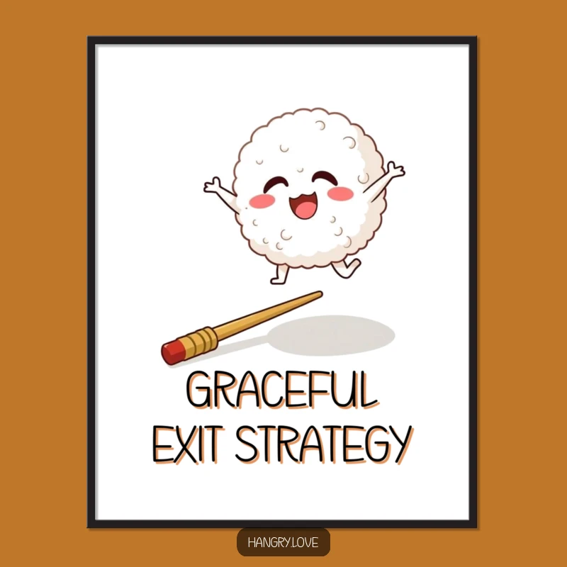 Funny Rice Ball Digital Art: Instant Cheerful Cartoon Download for Walls