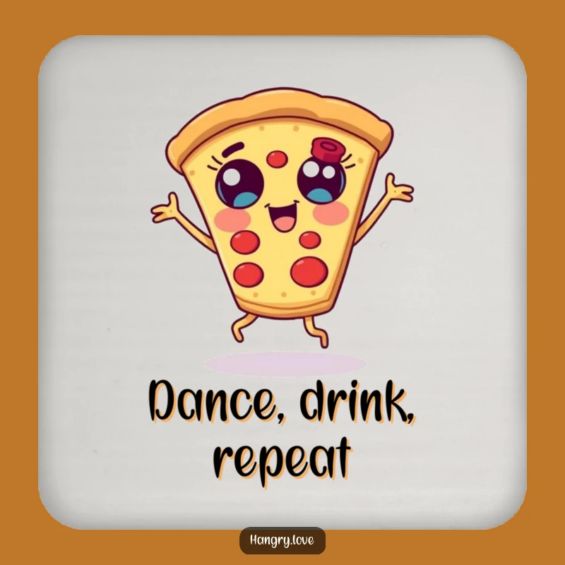 Funny Dancing Pizza Slice Coaster - Protect Surfaces!