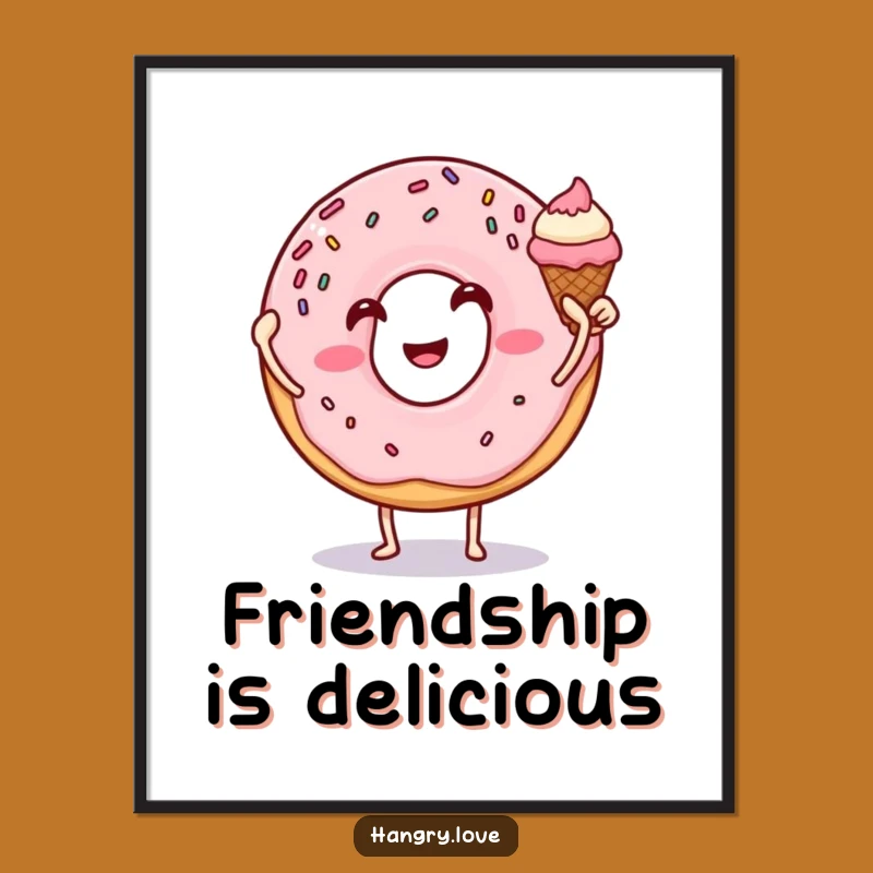 Funny Donut Ice Cream High Five Poster - Sweet Wall Art