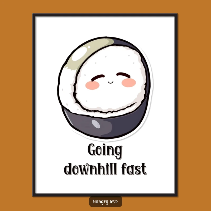 Funny Sushi Poster: Serene Cartoon Wall Art for Tranquil Spaces