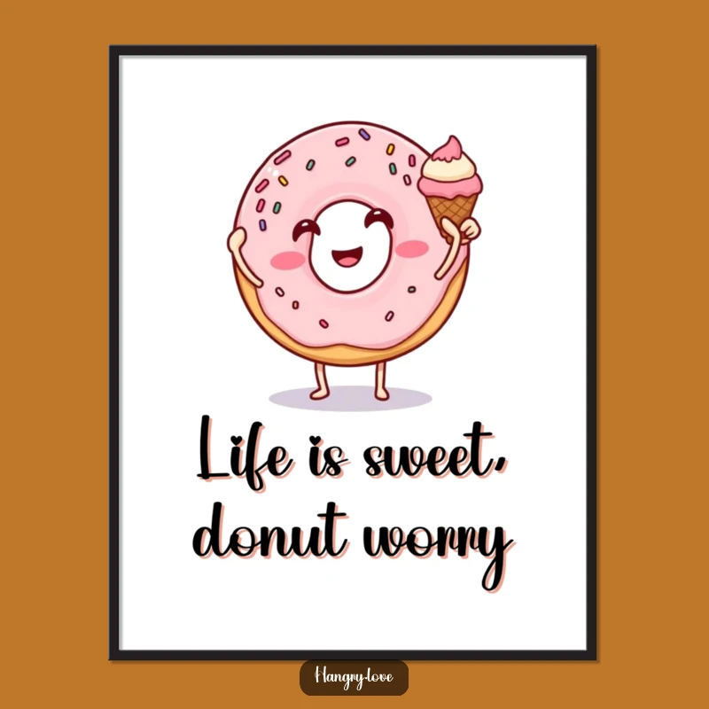 Funny Free Printable Wall Art: Donut & Ice Cream High Five, Quirky Decor Gift