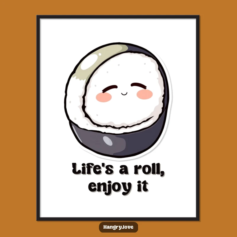 Funny Sushi Art Free Printable: Rolling Downhill Vibes Downloadable Decor