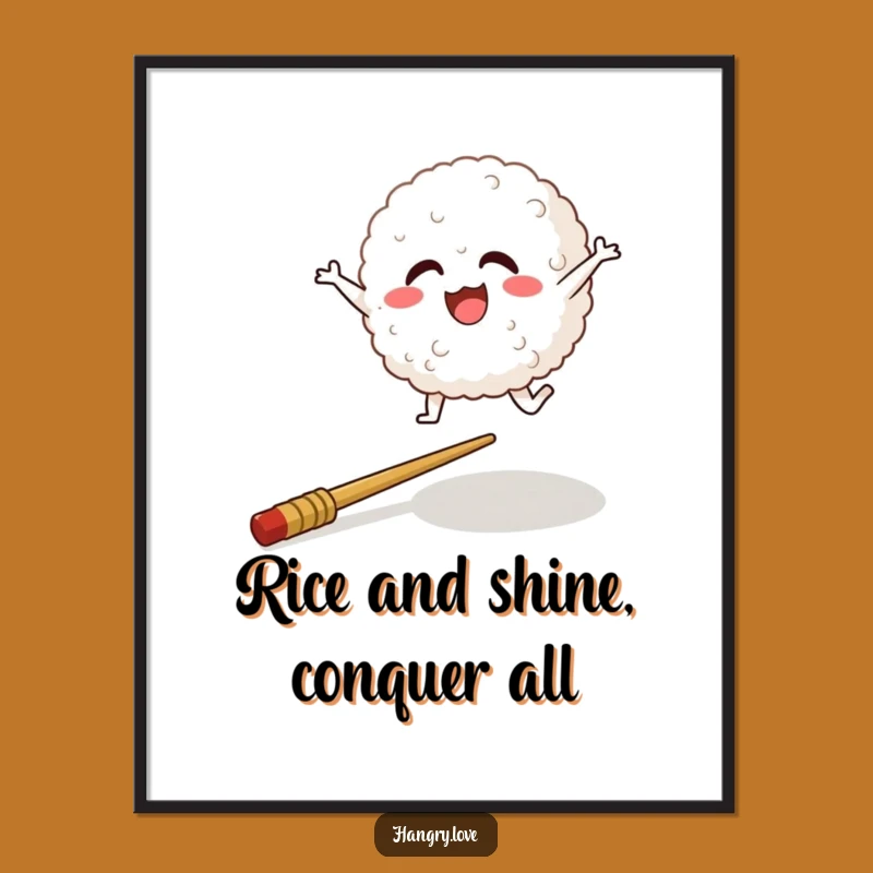 Funny Rice Ball Art Free Printable: Leaping Over Challenges Downloadable Decor