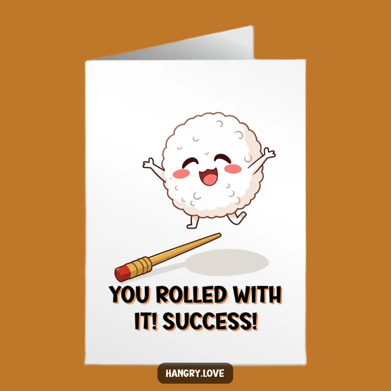 Rice Ball 'Congrats' Card Free Printable: Leaping Success Downloadable Gift