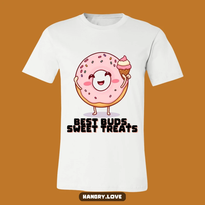 Funny Donut Ice Cream Friendship Tee - Comedic Dessert Shirt